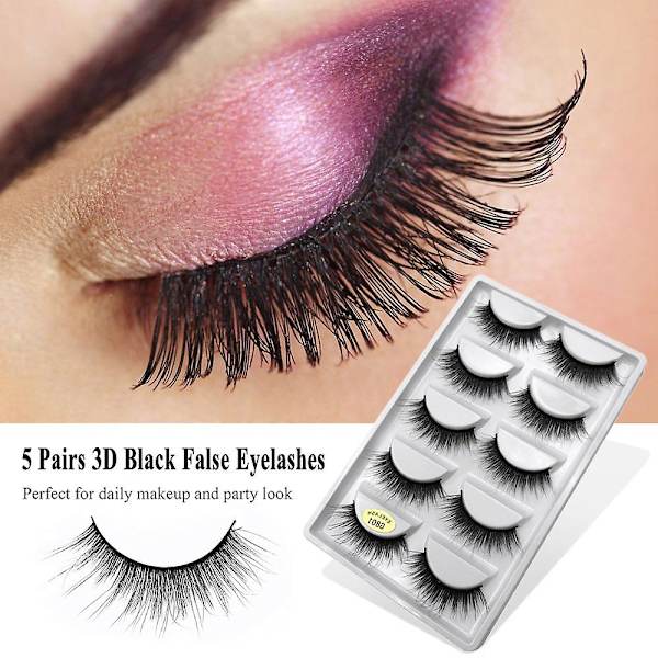 5 par återanvändbara tjocka 3d falska ögonfransar lämpliga för vacker makeup（1,6 mm）