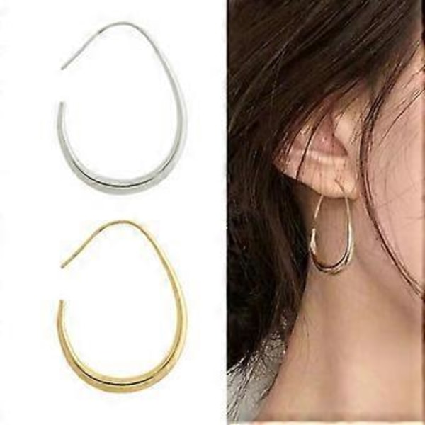 Retro Oval Hoop Øredobber Geometrisk Formet Ørepynt Tilbehør Trendy Enkle Design Ørepynt for Moteelskere