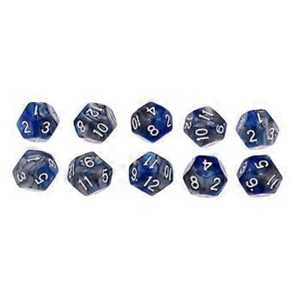 Bordsspel 10 st / set Tärningar D12 D&D Gem 18mm (Blå+Grå) Blue+Grey