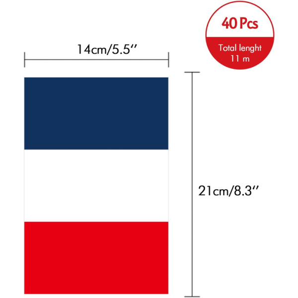 80 franske flag 14 x 21 cm 20 meter guirlande nationalflag banner til nationaldag sportsbegivenheder bar dekoration