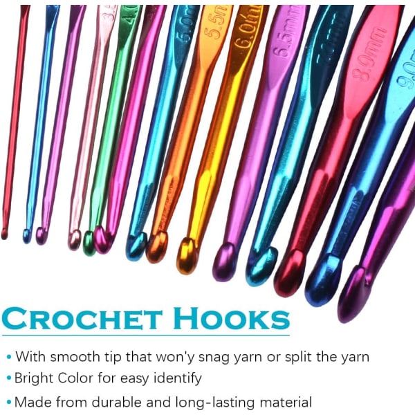 Aluminum Crochet Hook Set Knitting Tools Multicolor Crochet Hooks