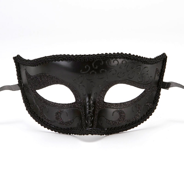 2 st venetianska maskeradbal maskeraddräkt svart diamant halv ansikte metall