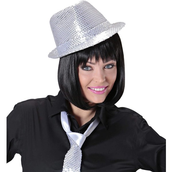 Filtthatt med glitter, guld, för temafester eller karneval，Partyhattar - Silver
