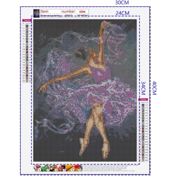 30x40cm 5D Diamantmaleri Ballerina Fuld Drill efter Nummer Kits