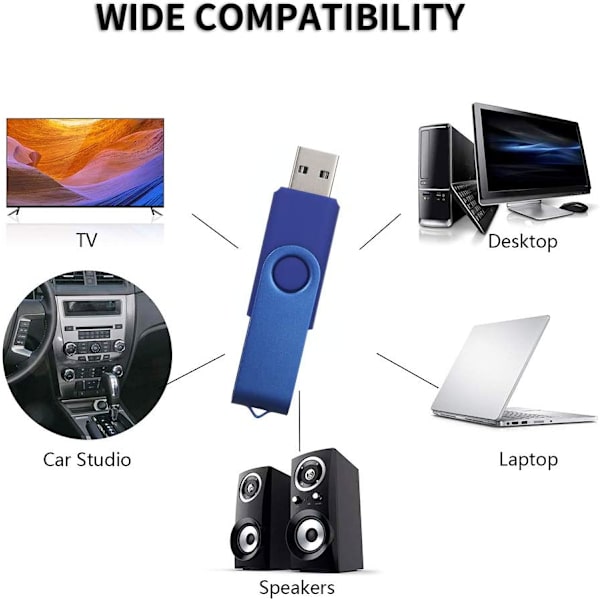 8GB 2 kpl:n pakkaus pyöriviä flash-asemia USB 2.0 flash-asema pyörivä tallennuslevy muistitikku Pendrive naruilla (sininen/punainen 8GB*2 kpl)