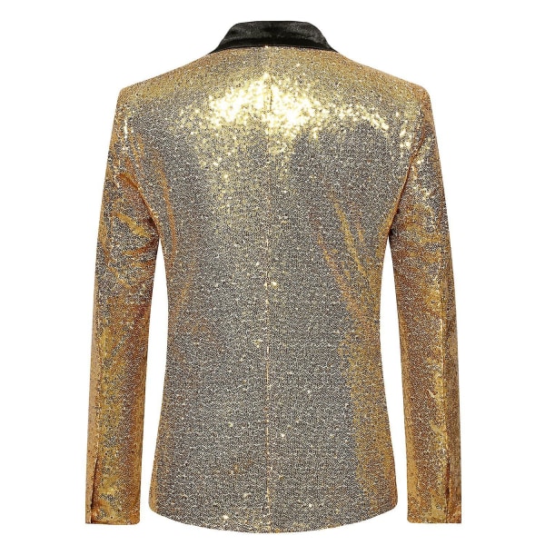 Herr Sequin Casual Blazer Fest Bröllop Höst Vinter Regelbunden Rock Casual Jacka（M Golden）