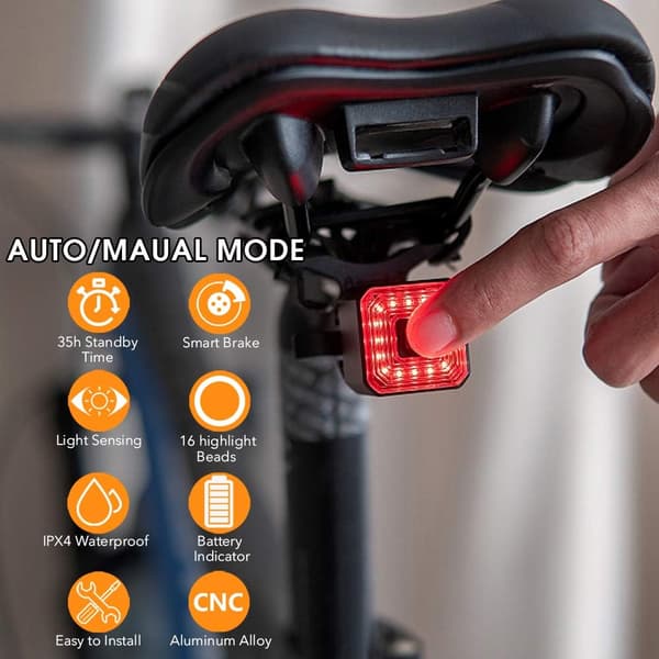 USB-laddningsbar smart cykel bakljus bromssensor super Brig