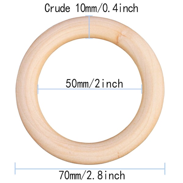 10 stk Makrame Tretrenger 70 Mm/2,7 tommer Massiv Store Tretrenger For Diy Håndverk Anheng Kontakter Smykkefremstilling