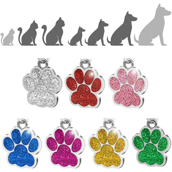 7 stk. Stålbein Plate Medaljong Personlig ID-merke for Hundehalsbånd Kattehalsbånd Kjæledyr Gravert