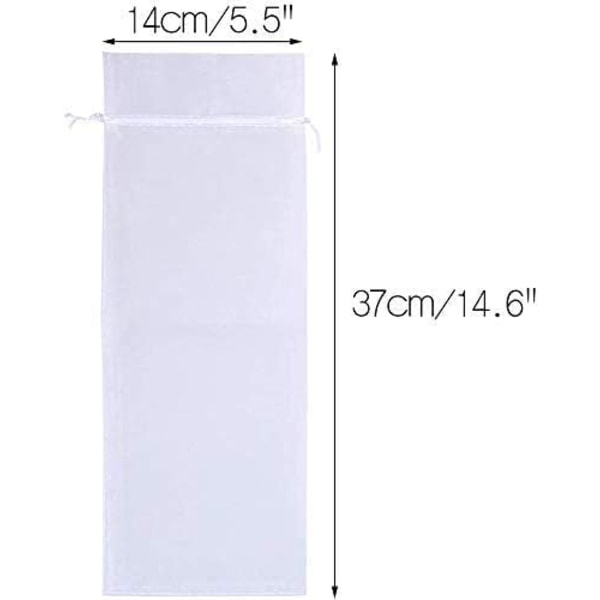 30 stk 750 ml rødvin Organza vinpose - 14 x 37 CM hvit (med Dr