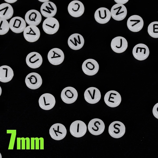 300 st självlysande akrylpärlor Svarta bokstäver Glow In The Dark Bulk Beads Alfabet Runda Lösa Pärlor För Armband Halsband（A）