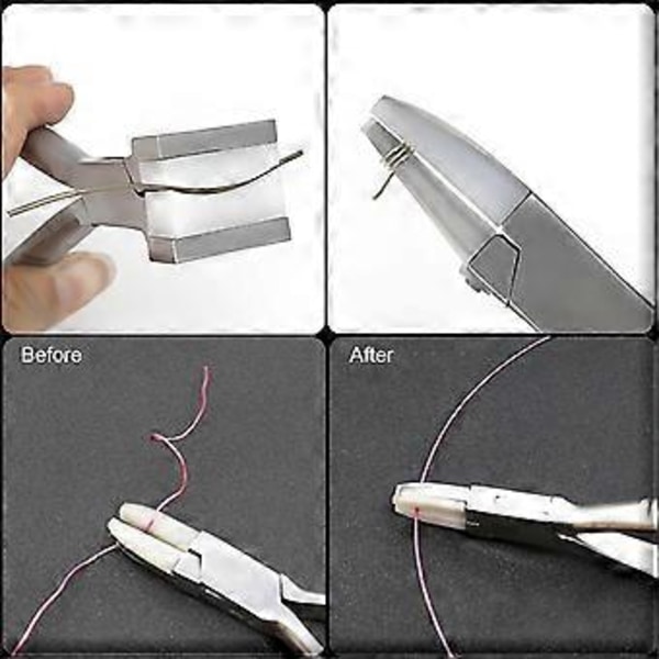 Multifunktionella platta tänger med plastbackar, ersättningshuvuden, portabelt tillbehör för smyckestillverkning och reparation, 2-pack Round and flat plier