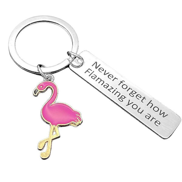 Flamingo nøglering Glem aldrig hvor fantastisk du er nøglering gave rosenrød