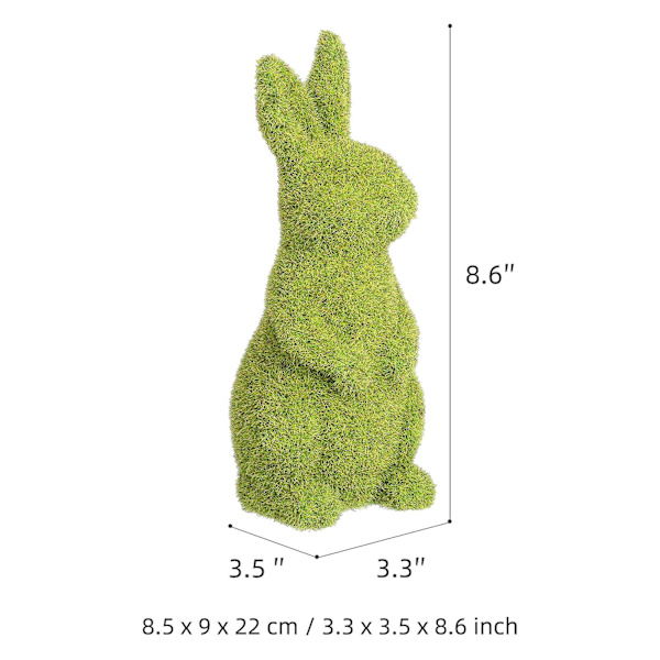 Tomfeel Flocking Bunny Decoration Fairy Garden Rabbit Sculpture Moss Easter Ornament（tummanvihreä）