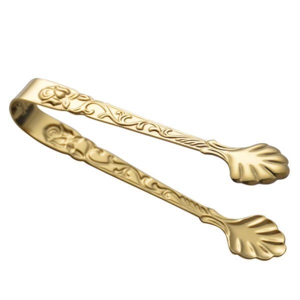 Vintage Rose Relief Ice Tongs Europeisk stil 304 rostfritt stål Small Food Clip Gold