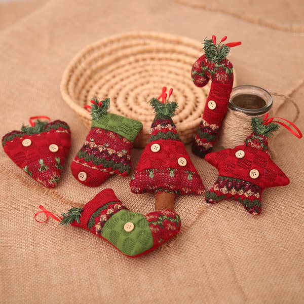 Julgransprydnadssats, 6 stycken tomtejulstrumpa