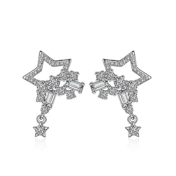 Silver Crystal Rhinestones Star Shape Stud Örhängen 2,5cm