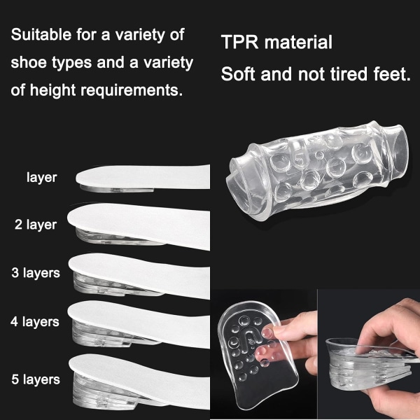 1 Pari  5 Korkeutta Silikoni Korotuspohjallinen Kantapäänostotyyny Hän