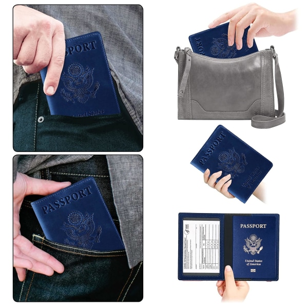 Pu-läder cover och korthållare Combo Slim passhållare med kortskyddsöppning (svart)