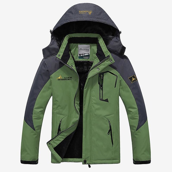 Herre Skijakke Varm Vinter Snøfrakk Fjell Vindjakke Hette Regnfrakk（5XL Army Green）