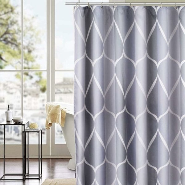 Bruseforhæng, Vandtæt Skimmelsikkert Polyester Badeforhæng til Badeværelse eller Badekar med 12 Rustfri Kroge, 180x200cm