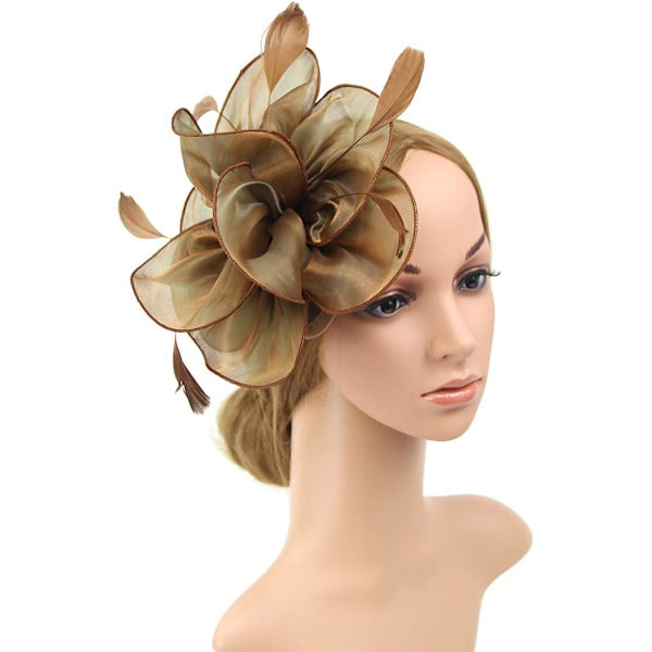 Kvinners Fascinators Hat Cocktail Party Tea Hodeplagg Blomst Mesh Organza Bånd Fjær på et Hodebånd