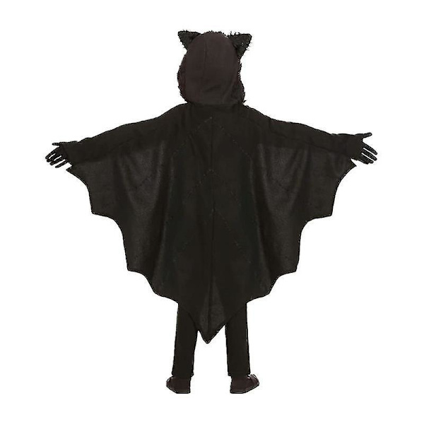 Lasten unisex-lepakkopaita puku Halloween cosplay-asu hanskoilla Anime Vampire Black Bat Suit（L）