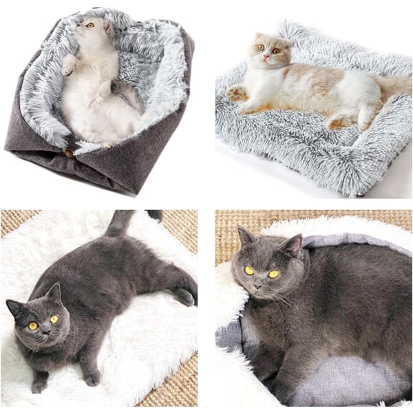 Katteseng Pute Sengepute Behagelig beroligende seng for hund og katt vinter