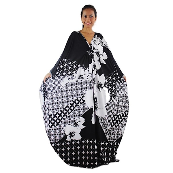 Dame Print Maxi Kjole Flagærme Strandkjole Plus Size Sommerkjole Badetøj Kaftan Cover-ups Dn0519