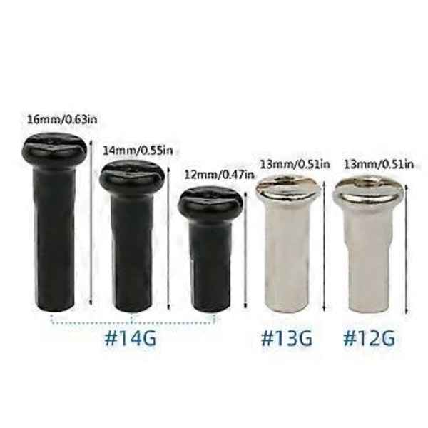 50 stk. egerkapsler til mountainbikes, hjuleger-nippeldekorationer til racercykler 14G 12G 13G Cykeleger-nippel 50 stk. 12G sort 13 mm 50pc 12G black 13mm