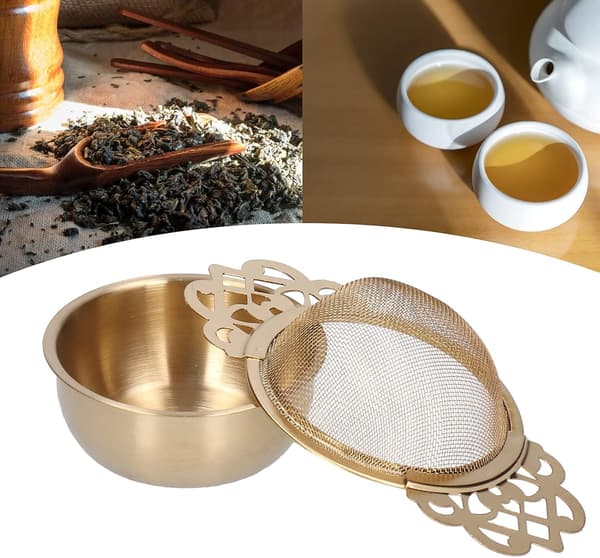Te-filter, rustfrit stål te-filter med drypfri skål og B