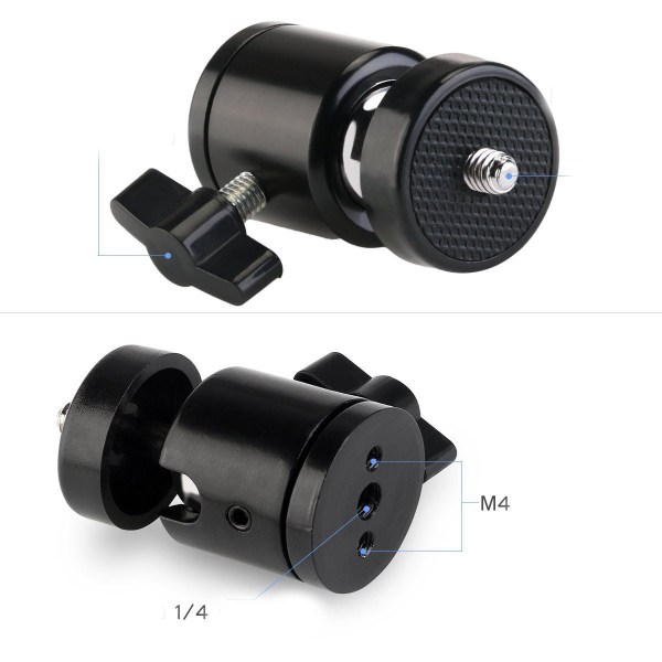 Mini kulled 2-pack kulledfäste med avtagbar 1/4\" blixtskoadapter