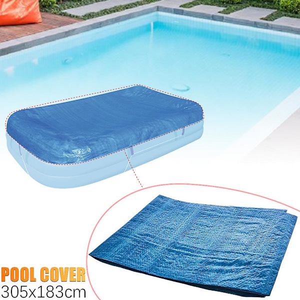 Rektangulärt poolskydd för rektangulär pool, uppgraderat material, tjockare och hållbart, damm- och lövresistent, enkelt att installera (rektangulär 305*183cm)