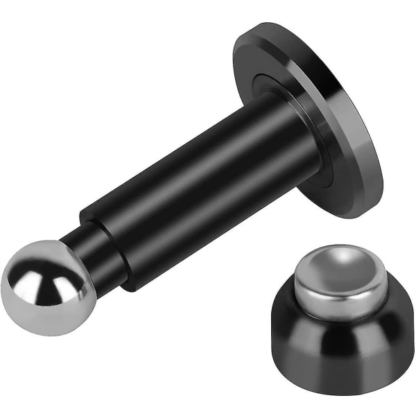 Magnetisk dørstopper, magnetisk dørstop, 304 rustfrit stål dørholder med væg- og gulvmontering (sort)