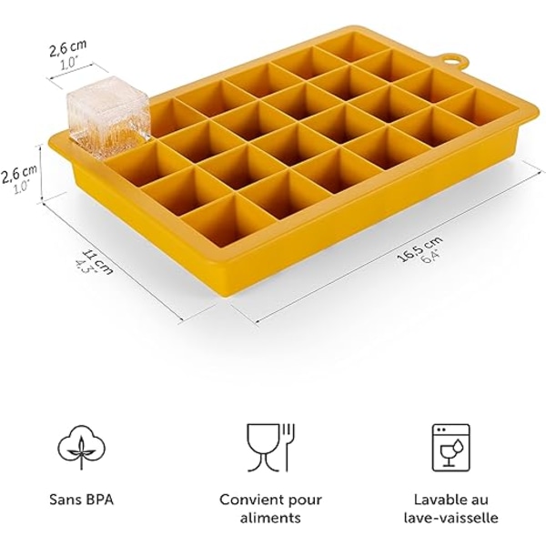 Ice Cube Tray - 2 Trays of 24 Ice Cubes  or 48 Ice Cubes - Silicone Ice Cube Tray - BPA Free - Olive Green/Mineral Red