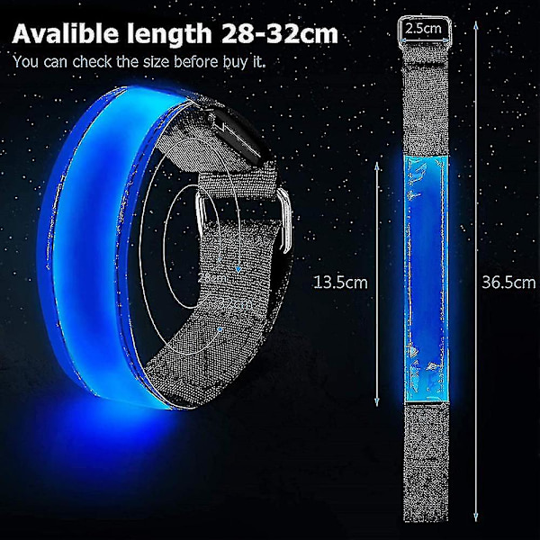 2-pack löparljus, uppladdningsbart, reflekterande LED-armband för löpare (blått)