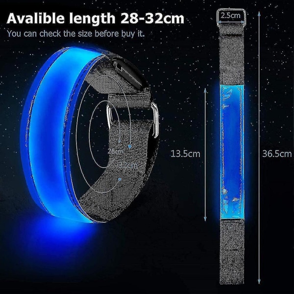2-pack löpljus Uppladdningsbart reflekterande ledarmband för löpare (blå)