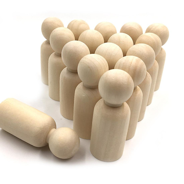 Ubehandlede trædukkefigurer i træ, 10 stk. trædekorative DIY-dukkefigurer i naturtræ til børnemaling (43MM dreng)