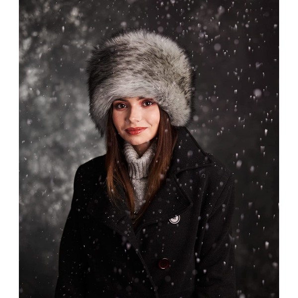 Chapka en Fourrure pour Femme Toque de Style Russe,Faux chapeau de fourrure  de renard-Noir