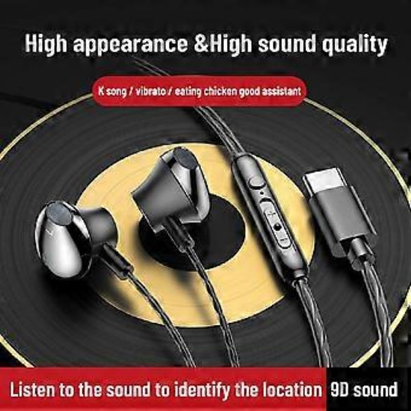 Type C / 3.5mm Kuulokkeet Xiaomi Mi Redmi Huawei Langalliset In-ear Nappikuulokkeet Kuulokemikrofonilla