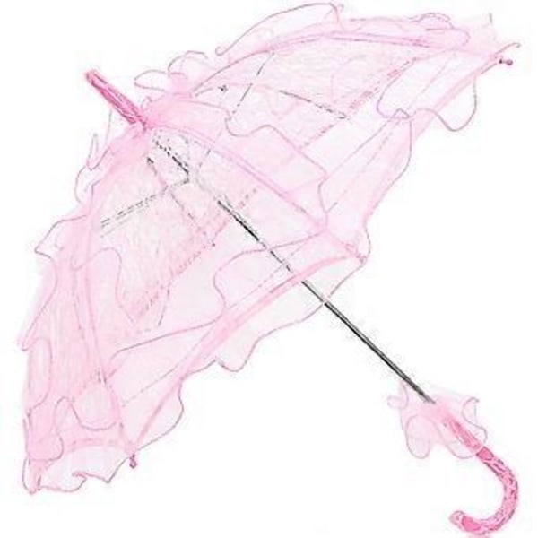 Stilig Paraply i Western-stil med Blonde Fleur Parasoll Dekor Bryllup Brudeparaply - Størrelse Liten (Rosa)