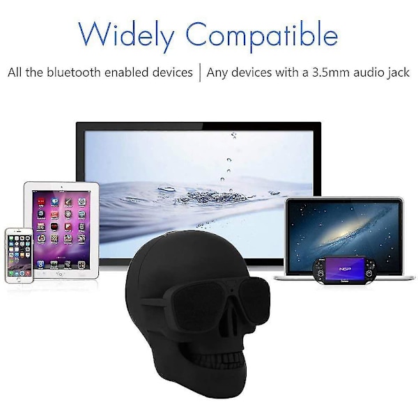 Skull Bluetooth-högtalare, bärbar trådlös högtalare med inbyggd mikrofon, cool kreativ design basstereohögtalare