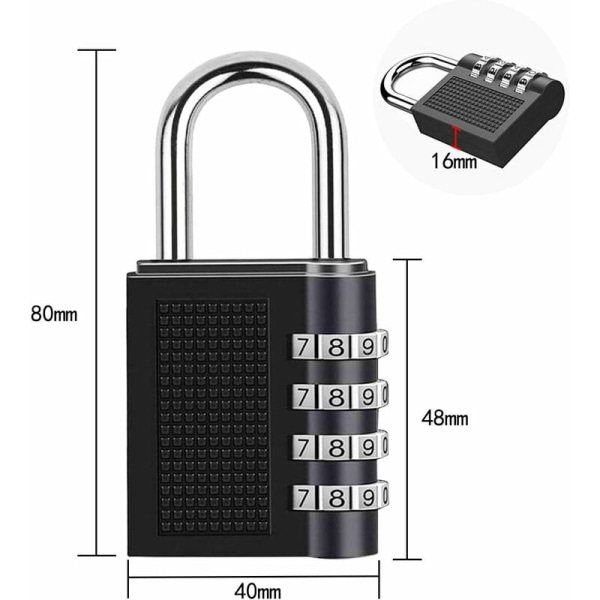 Koodi Lukko, 1 Kpl 4-numeroinen Yhdistelmä Lukko Vedenpitävä ja