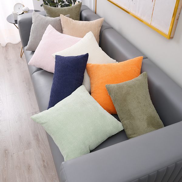 2-delt beige myk polyester putetrekk med firkantet partikkel p