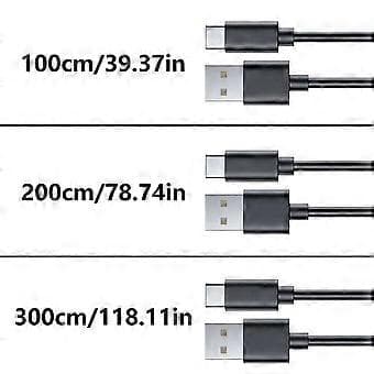 100/200/300 cm trådløs controller strømkabel forlænger USB-ladekabel til controller dataoverførsel ladeledning sort Black 100cm