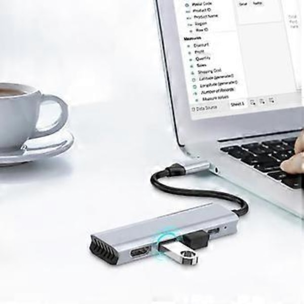 RYRA 4-i-1 USB 3.0 Type-C Hub til HDMI Adapter 4K PD100W USB C Hub 3.0 til MacBook