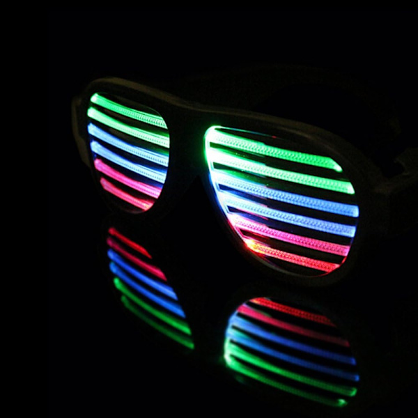 Glowseenin valaistuvat suljinlasit - Ääniherkät - USB-ladattavat Rave-lasit - Musta
