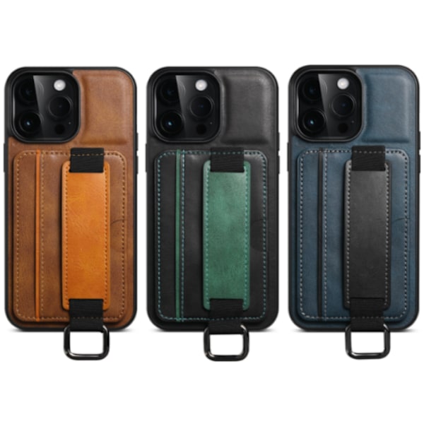 Svart, egnet for iPhone 15 kortholder telefondeksel skinn