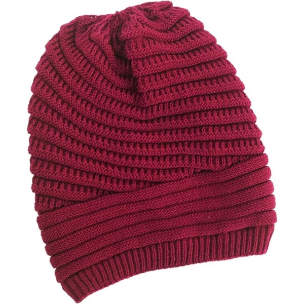 Jujube Rød Kvinne Kabel Beanie Caps Slouchy Strikket Huer Skull Cap