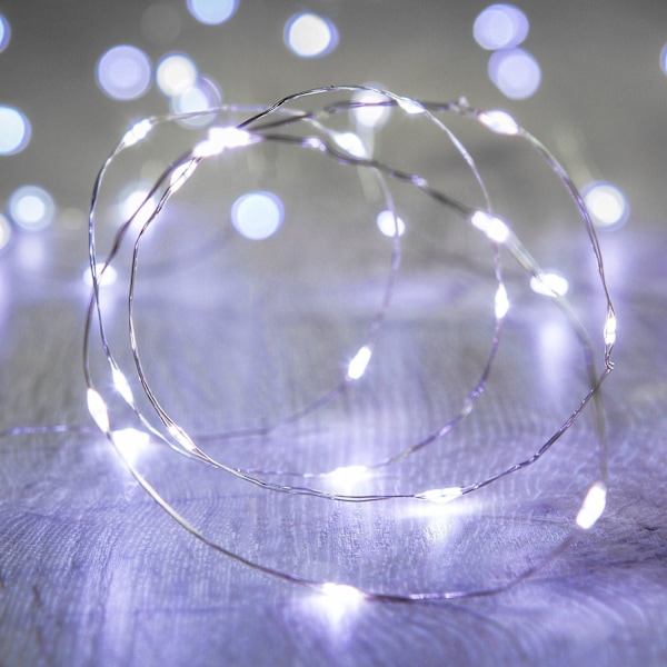 1PC Varmvit LED-slingor, batteridriven, 50 ljusa mikrofoner